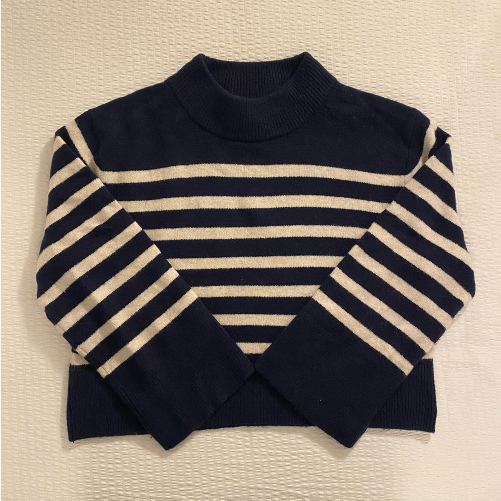 J. Crew Navy and Cream Striped Sweater